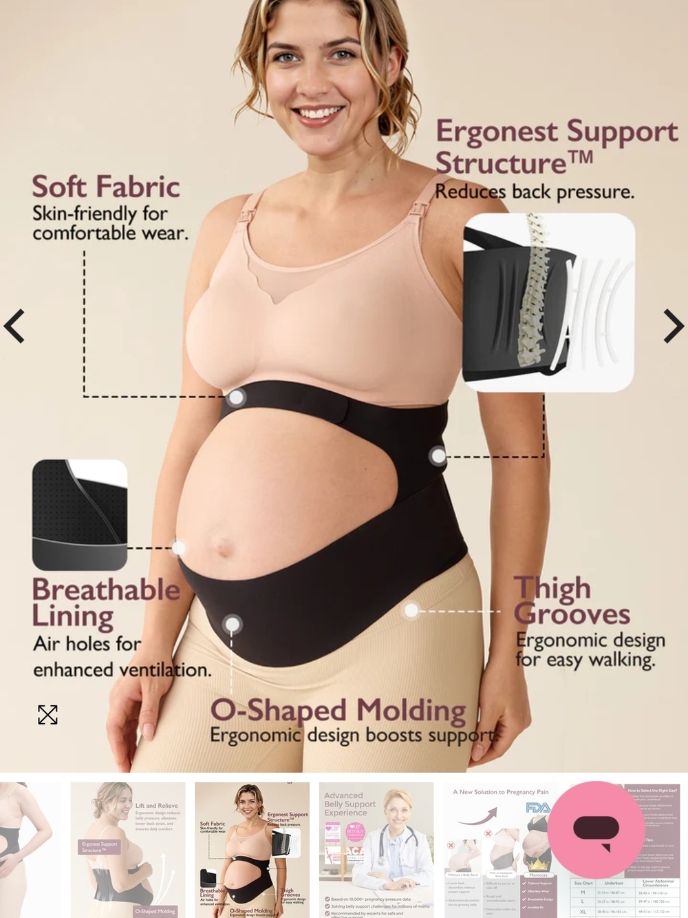 Momcozy BumpEase Ergonest Maternity Belly Band - Black Color - Picture 4 of 5